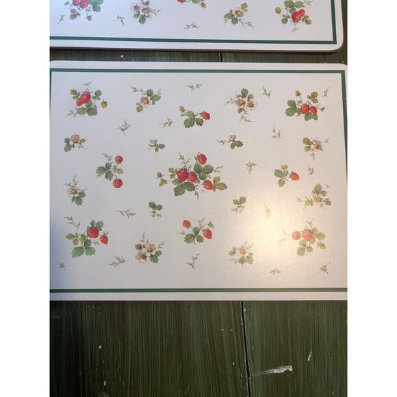 English Life Vintage Cork Backed 12"x9" Placemats Strawberry Patch Qty 4 - Picture 5 of 8